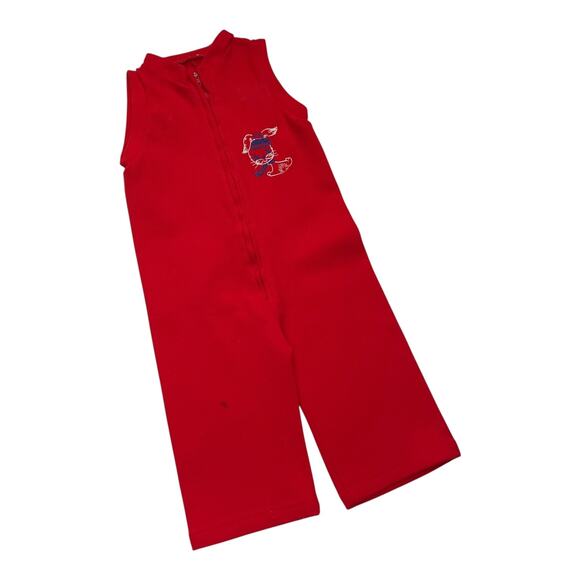 Vintage Toddler Red Romper 1960s–70s Handmade Zip Front Snow Bunny Size 2T–3T - Picture 2 of 8
